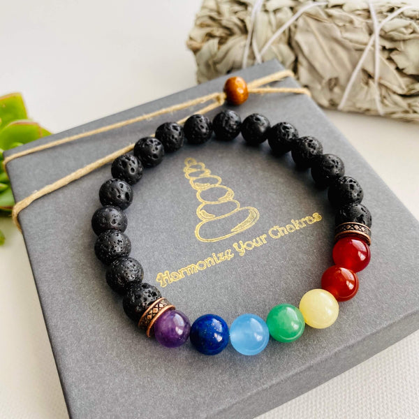 Diffuser Bracelet, Lava Rocks Diffuser Bracelet, 7 Chakra Bracelet, 7 Reiki Bracelet, Yoga Bracelet, Meditation Bracelet, Mala Beads, Men’s Bracelet, 7 Chakra Gemstones, Authentic gemstones, Genuine rocks