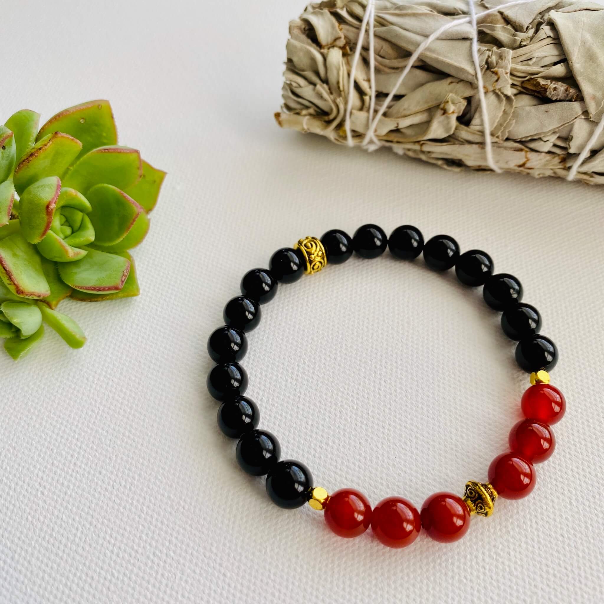 protective Genuine Stone Black Onyx Beads Healing Bracelets – HS Store