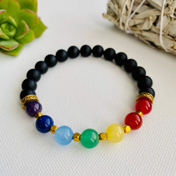 7 Chakra Natural Stone Couple Bracelet with MagSnap – Mesmerize India
