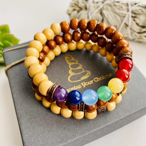 7 Chakra Reiki Bracelet with Real Stones and Lava Beads – yogazenstore